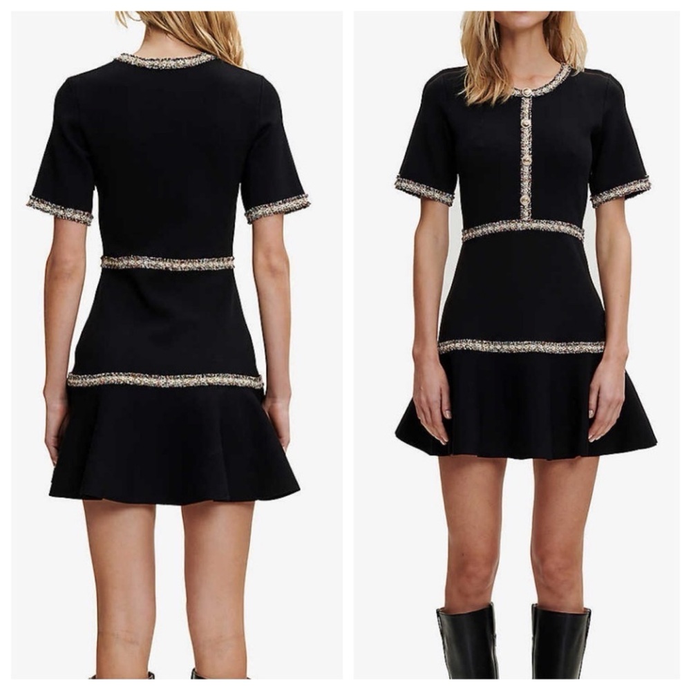 NWOT Maje Rongalon Contrast Trim Knit Dress / 0/XS/34